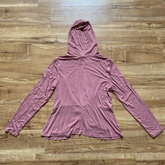 SWEATY BETTY 6 Tori Twist Front Hooded Pullover Top Cinder Pink Athleisure Soft - Picture 14 of 14